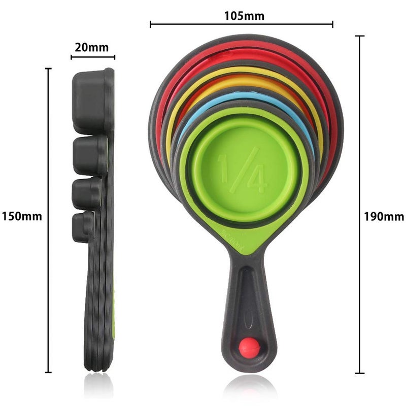 YAPROMO Collapsible Measuring Cups and Spoons - Portable Food Grade Silicone for Liquid & Dry Measuring, 8 Piece Set Kitchen Measuring Tool - Image 2
